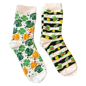 St. Patrick Day Socks Hats Shamrocks Gold Stripes A OR B